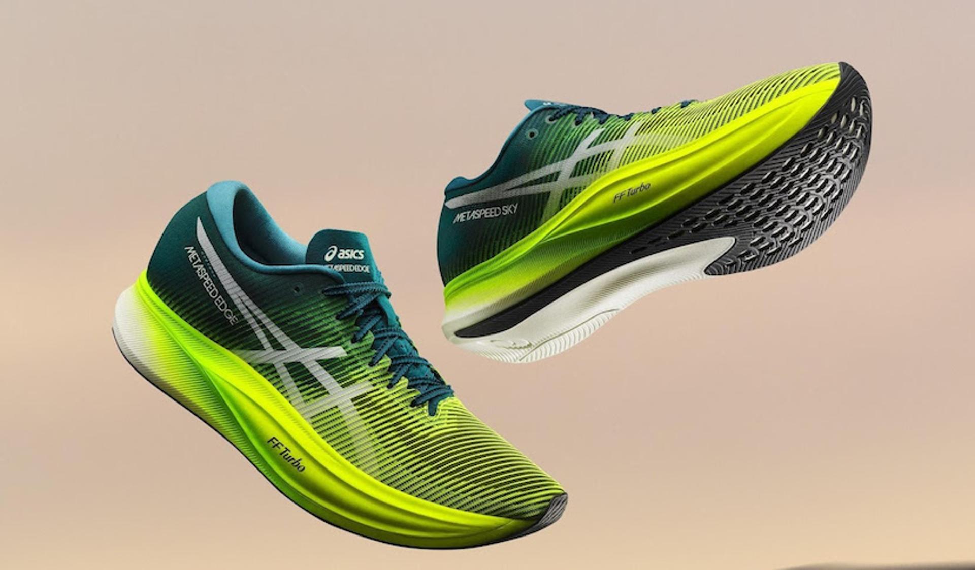 Asics apresenta as atualizações dos modelos Metaspeed+. (Divulgação)