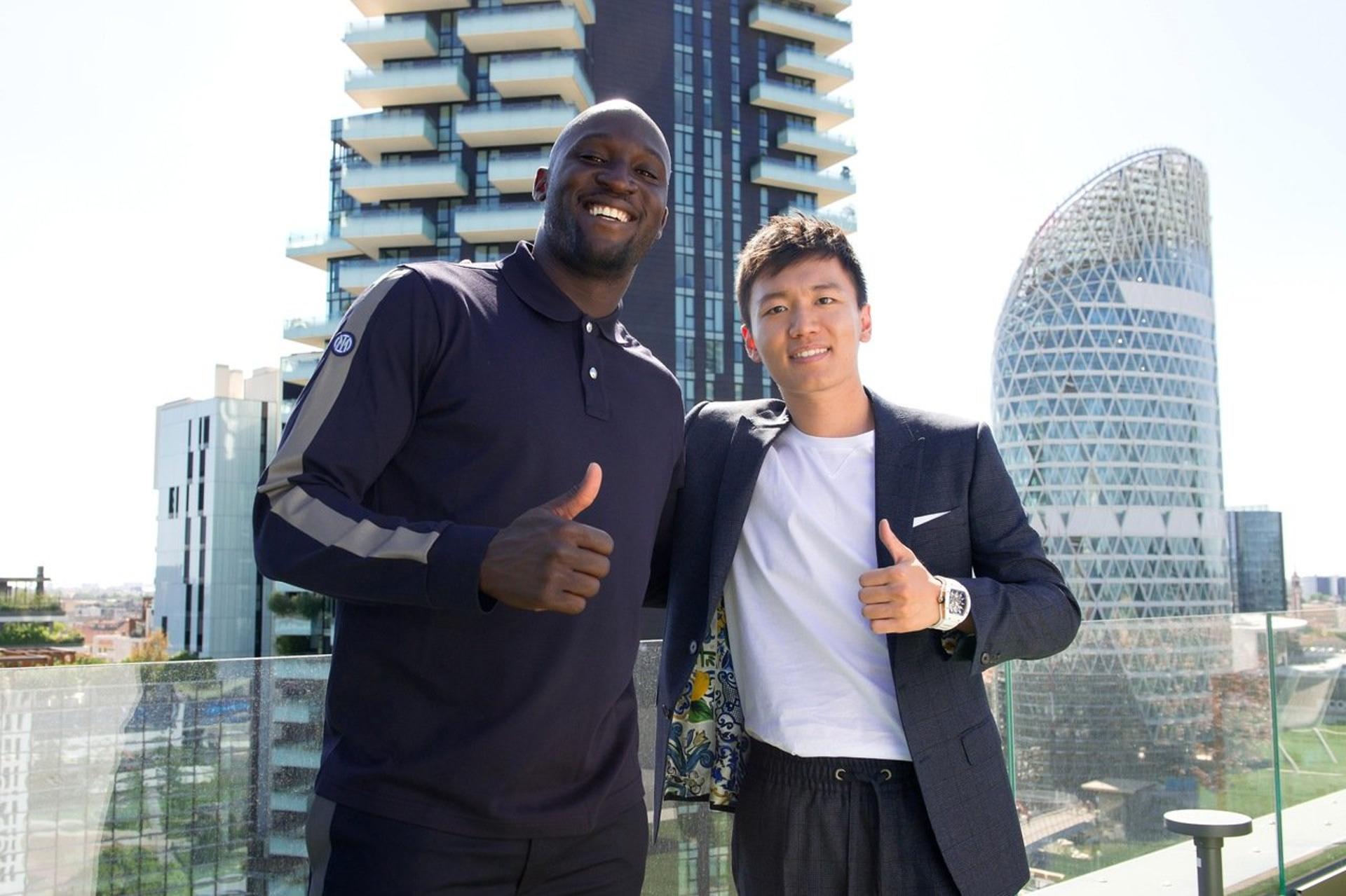 Romelu Lukaku e Steven Zhang, presidente da Inter de Milão