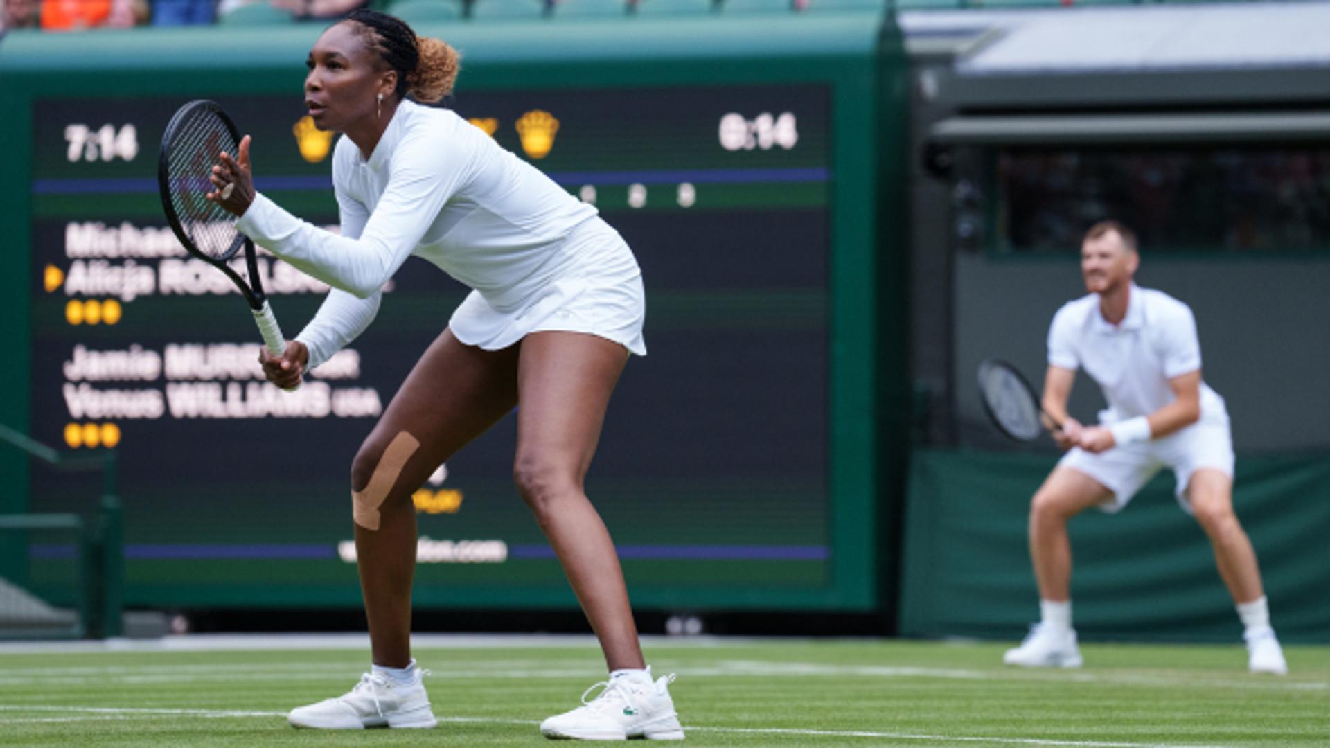 Venus Williams e Jamie Murray em ação em Wimbledon