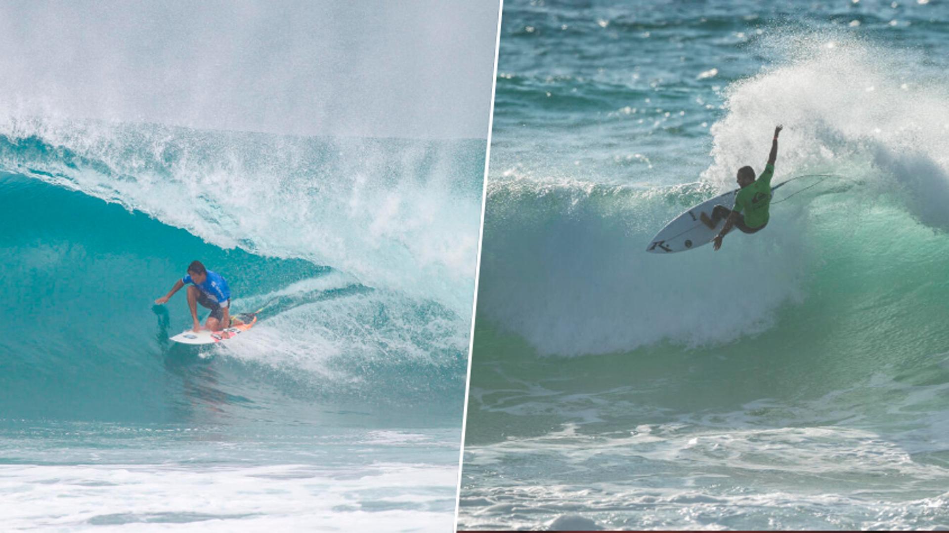 montagem dos surfistas Caio Ibelli e Miguel Pupo