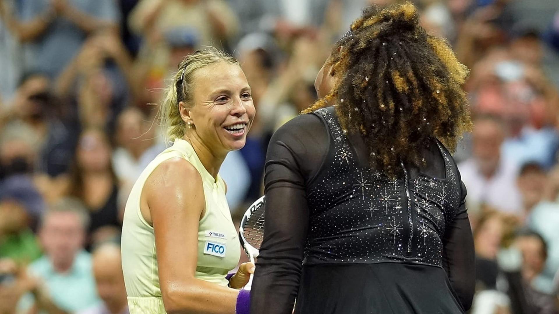 Anett Kontaveit cumprimenta Serena Williams