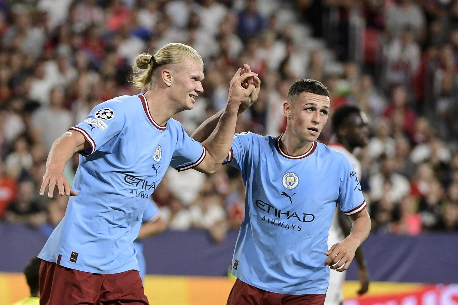 Sevilla x Manchester City - Haaland e Phil Foden