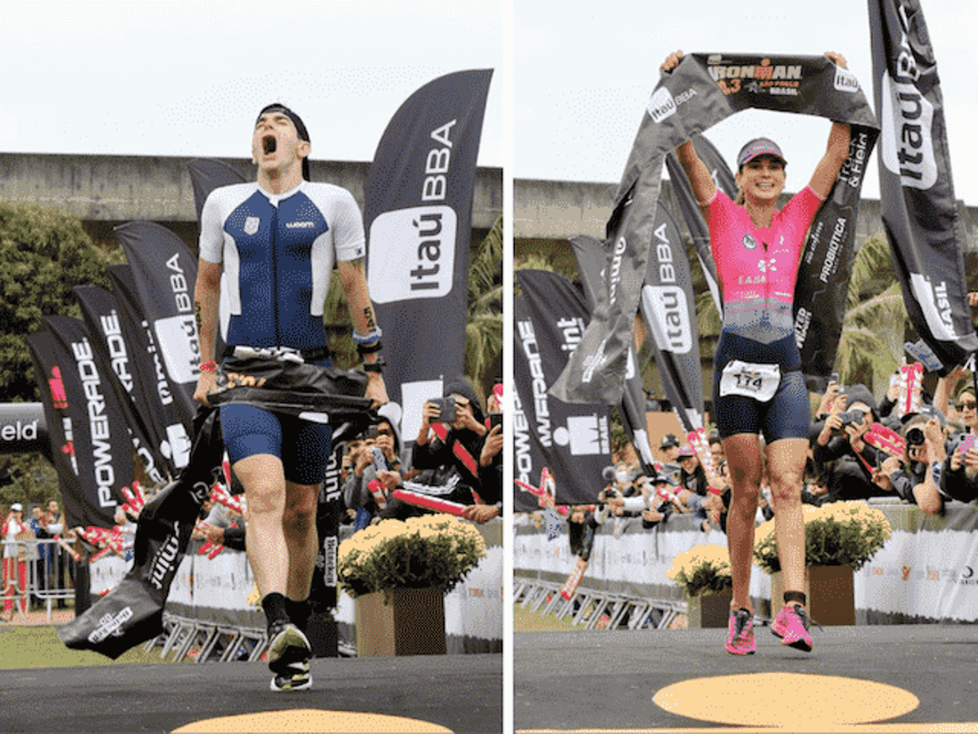 Felipe Bergamini, com 3h56m26s, e Patrícia Franco, com 4h27m21s, vencem a segunda edição do Ironman 70.3 São Paulo, neste domingo. (Divulgação)