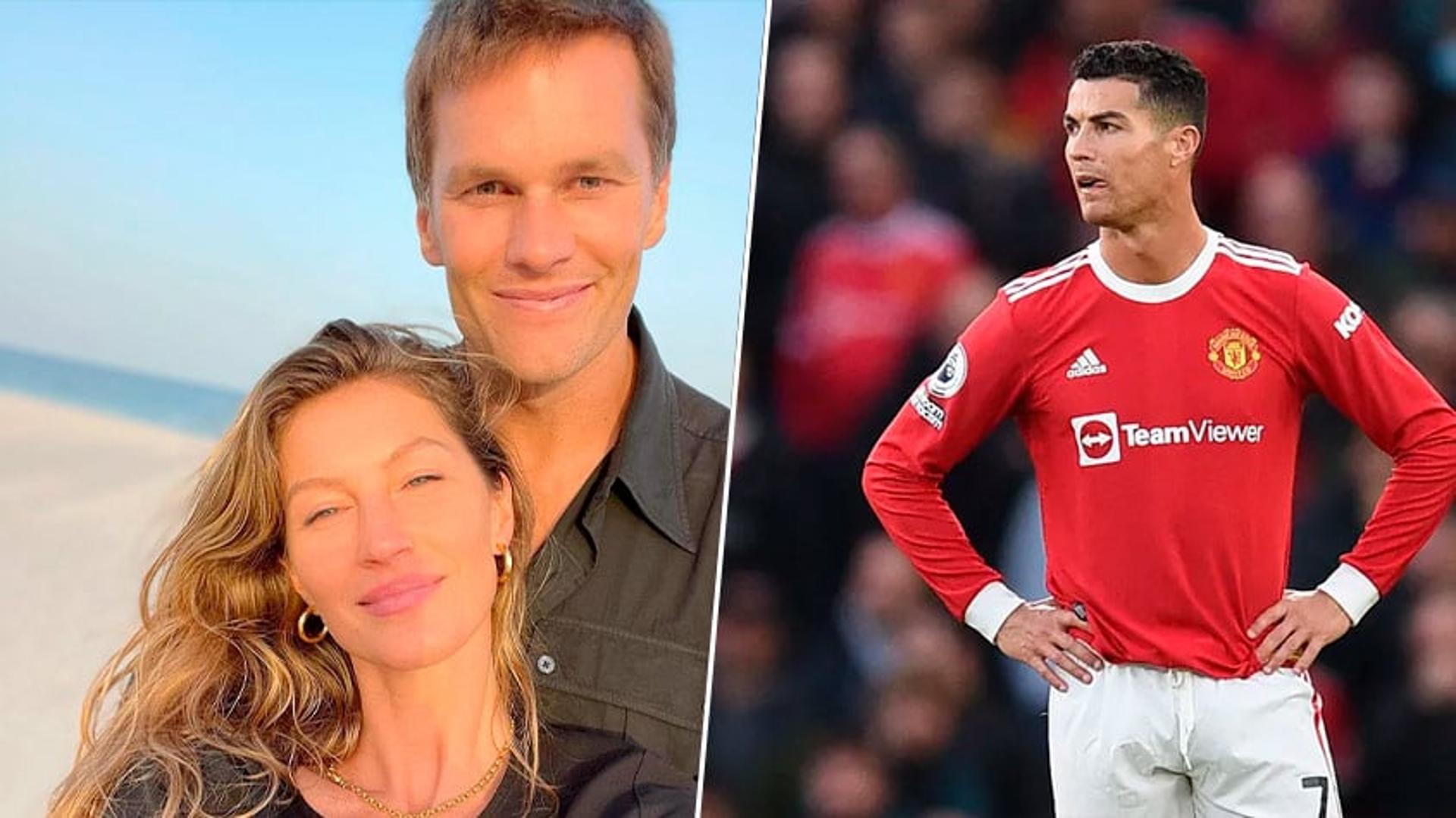 Montagem Cristiano Ronaldo e Tom Brady e Gisele