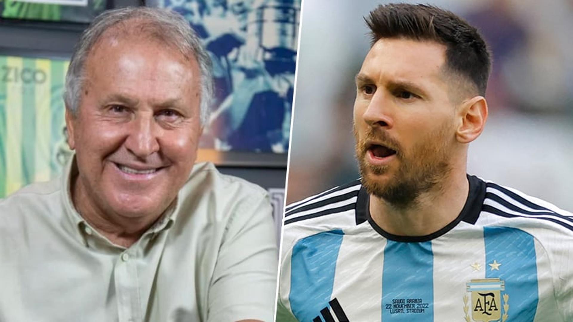 Montagem Zico e Messi