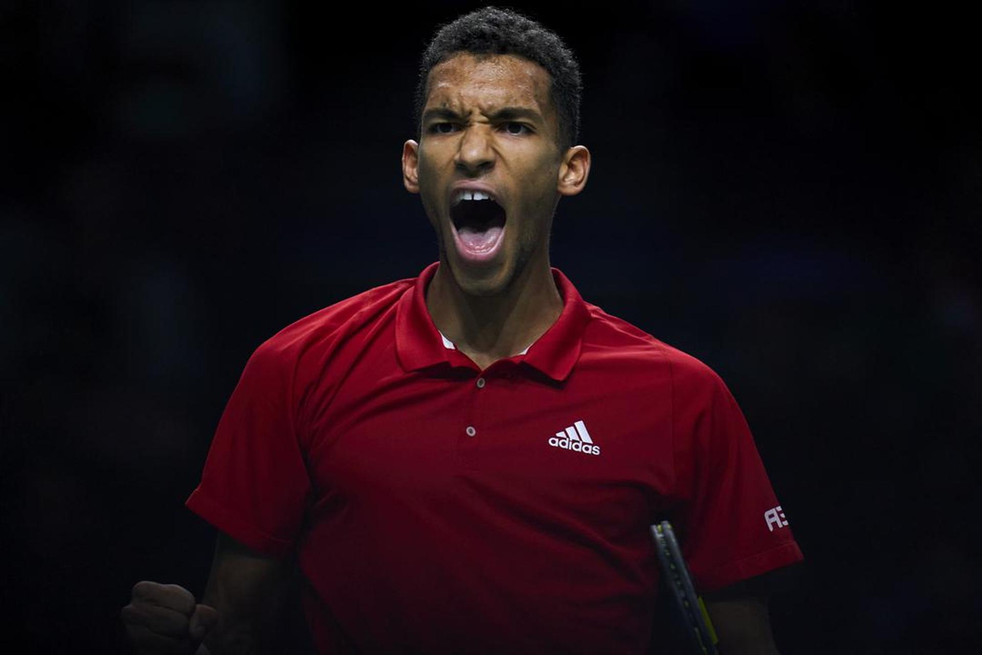 Felix Auger Aliassime vibra em vitória sobre a Itália na Copa Davis