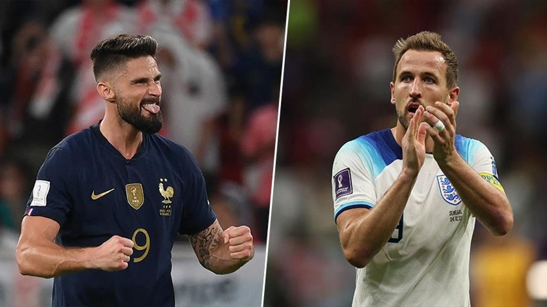 Giroud e Kane França x Inglaterra