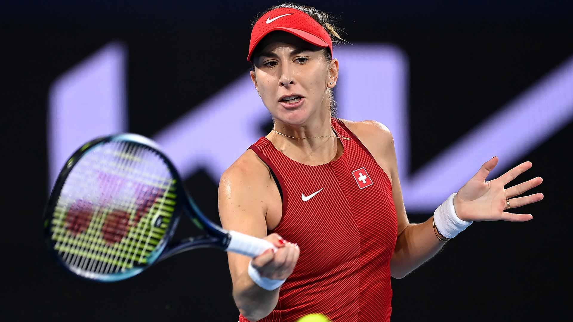 Belinda Bencic em ação na estreia da United Cup