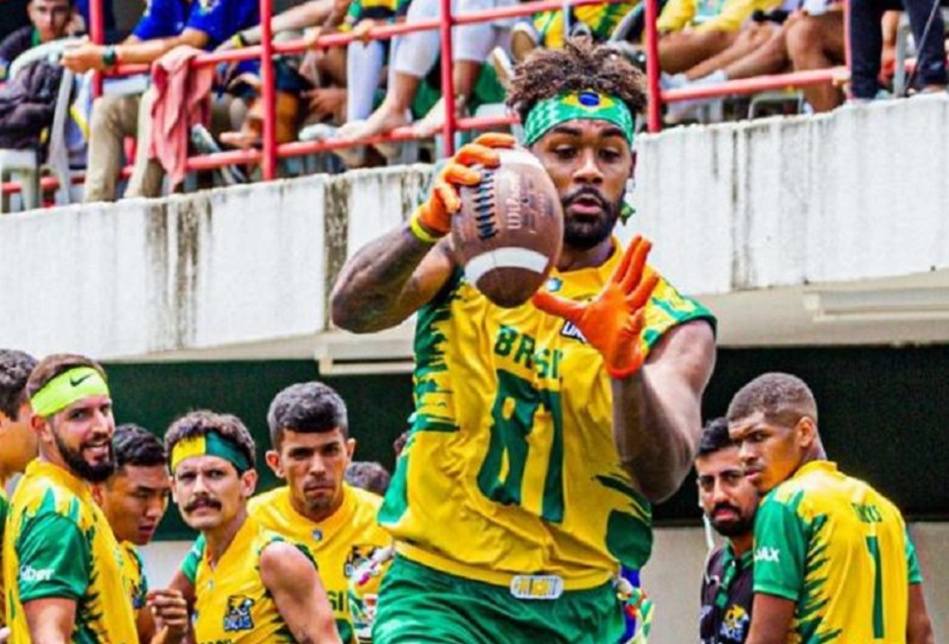 Victor Hugo "Mega" está no elenco da seleção brasileira de flag football e foi um dos destaques do Sul-Americano da modalidade em dezembro