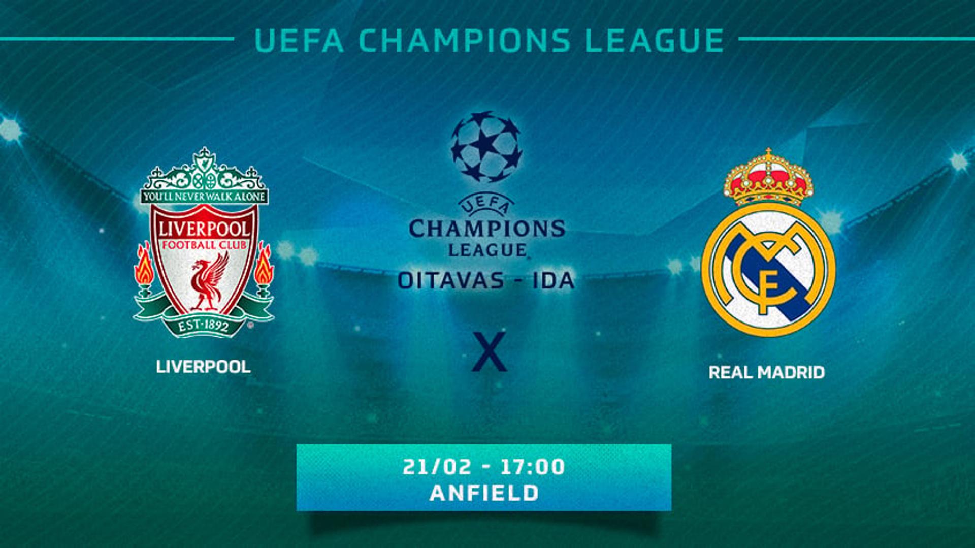 Tempo real Liverpool x real madrid champions oitavas