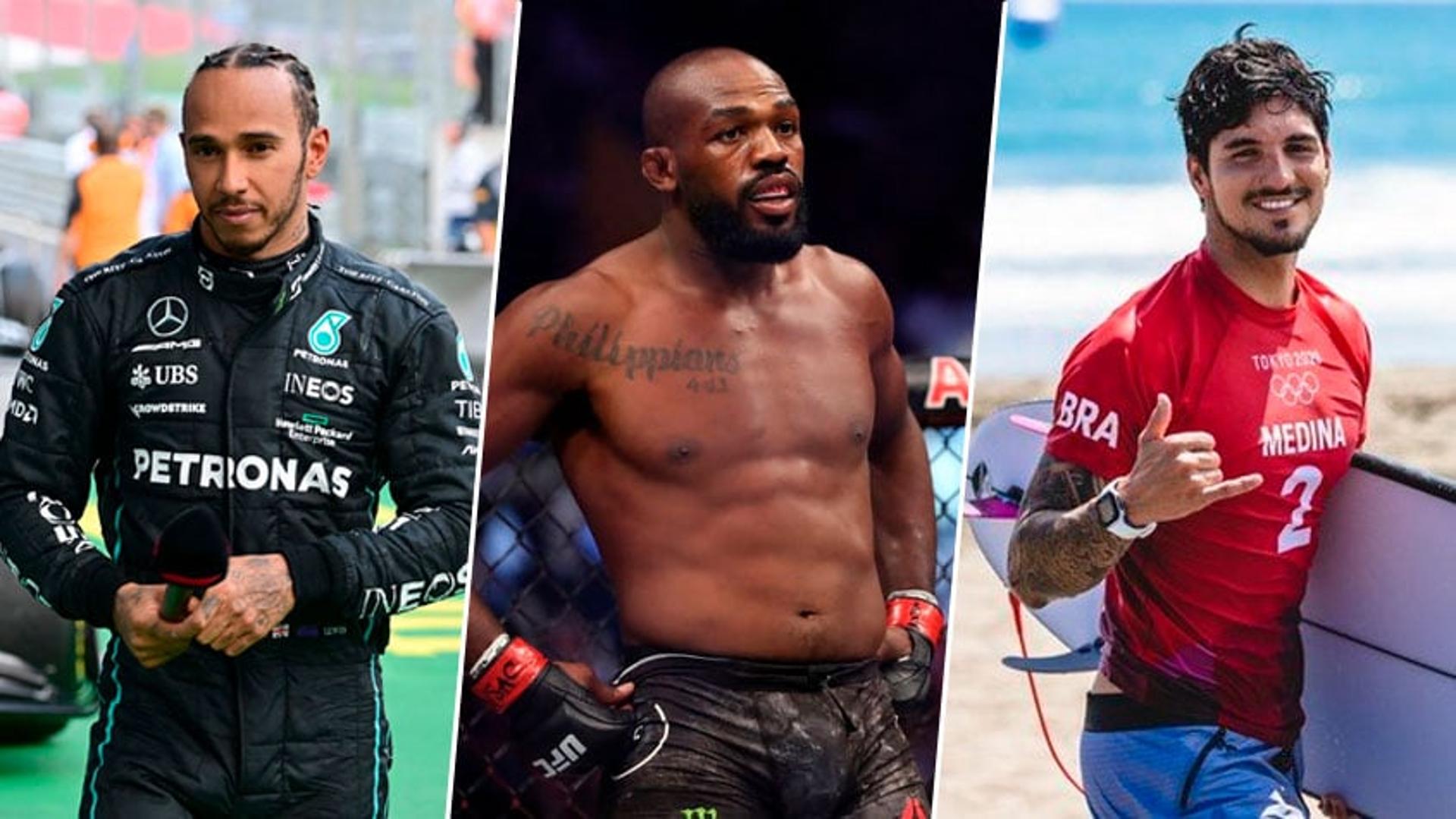 Lewis Hamilton, Jon Jones e Gabriel Medina