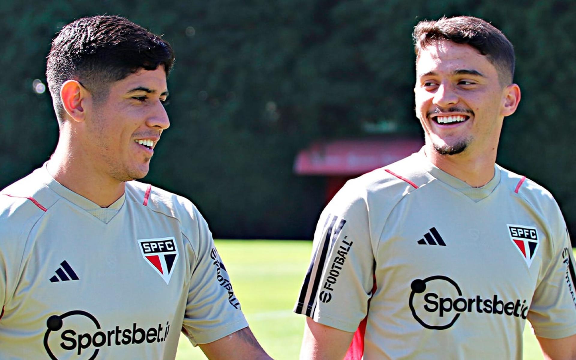 Alan-Franco-e-Pablo-Maia-em-treino-do-SPFC