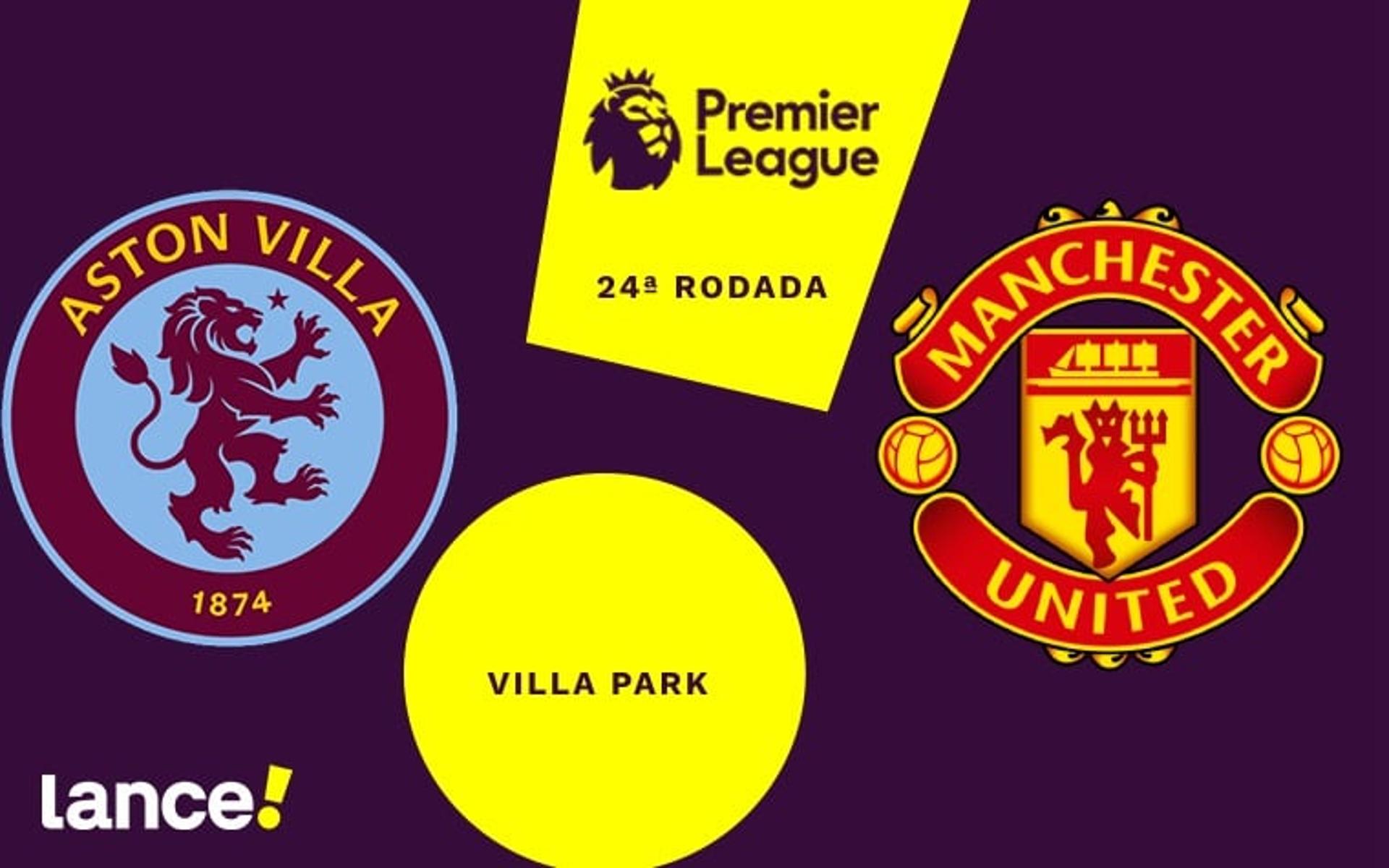 onde assistir - Aston Villa x Manchester United - Premier League