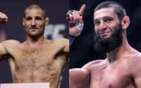 Sean Strickland e Khamzat Chimaev se enfrentam no UFC 328 (Fotos: AFP)