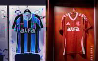 Arte com fotos de Grêmio e Internacional