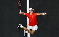 João Fonseca na vitória sobre o italiano Flavio Cobolli na Laver Cup, em San Francisco (Foto: Clive Brunskill)