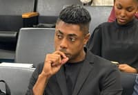 Bruno Henrique, do Flamengo, durante julgamento no STJD (Foto: Lucas Bayer/Lance!)