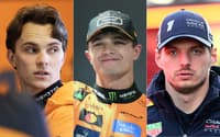 Oscar PiaAstri, Lando Norris e Max Verstappen disputam o título da F1 (Fotos: Patrick T. Fallon / AFP // Frederic J. Brown / AFP // Mason/Getty Images/AFP)