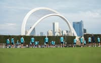 Jogadores do Flamengo em treino no Catar Foto:Adriano Fontes/Flamengo