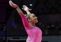 Flávia Saraiva garante top-4 na final da trave no Mundial de Ginâtica. (Foto: Melogym/ CBG)