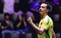 Hugo Calderano é eliminado por Kanak Jha no WTT Champions de Montpellier (Foto: Divulgação / WTT)