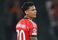 Richard Ríos, ex-Palmeiras, em ação pelo Benfica na Champions (Foto: Patricia de Melo Moreira/AFP)