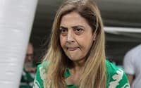 A presidenta Leila Pereira, durante partida entre Palmeiras e Fluminense,