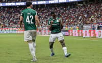 Arias comemora o gol marcado pelo Palmeiras no duelo com o Bahia