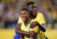 Danilo Santos comemora seu gol no amistoso do Brasil contra a Croácia