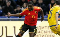 Jeremy Doku em ação pela Bélgica contra o Cazaquistão, pelas Eliminatórias da Europa