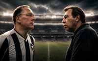 John Textor e Carlos Montenegro -se encarando no estádio Nilton Santos