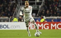 Neymar durante San Lorenzo x Santos pela Sul-Americana