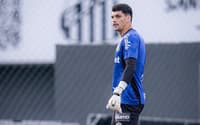 Gabriel Brazão durante treino do Santos no CT Rei Pelé. (Foto: Raul Baretta/ Santos FC)