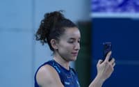 Gabi filmou 'manchetão' do treino do Brasil antes do jogo contra a Bulgária pela VNL (Foto: Patricy Albuquerque/CBV)