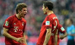 Müller e Lewandowski - Bayern de Munique x Borussia Dortmund (Foto: Christof Stache / AFP)