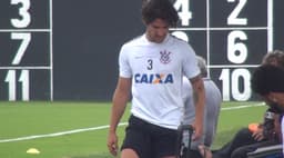 Pato, em seu primeiro treino na volta ao Corinthians (Foto: Angelo Martins)