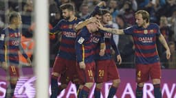 HOME - Barcelona x Athletic Bilbao - Copa do Rei - Neymar, Messi, Suárez e Piqué (Foto: Lluis Gene/AFP)