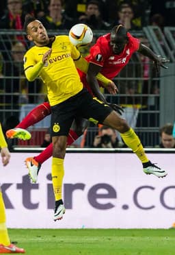 Aubameyang e Sakho - Borussia Dortmund x Liverpool (Foto: Divulgação)