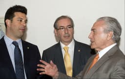 Leonardo Picciani, Eduardo Cunha e Michel Temer (Foto: Marcelo Camargo/Agência Brasil)