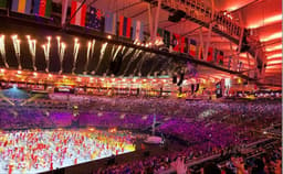 Ensaio da cerimônia de abertura da Rio-2016 (Foto: Reprodução)