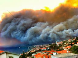 Ilha da Madeira está tomada por fumaça decorrente de grande incêndio criminoso na área de vegetação
