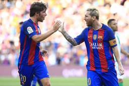 Sergi Roberto e Messi - Barcelona x Betis