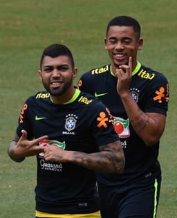 Gabigol e Gabriel Jesus - Treino Seleção Brasileira