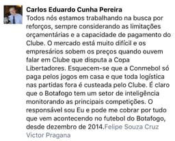 Carlos Eduardo Pereira - Presidente do Botafogo