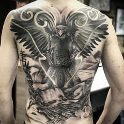 Balbuena tatua gavião nas costas