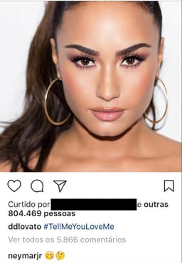 Esse foi o comentário de Neymar na foto de Demi Lovato, neste domingo…