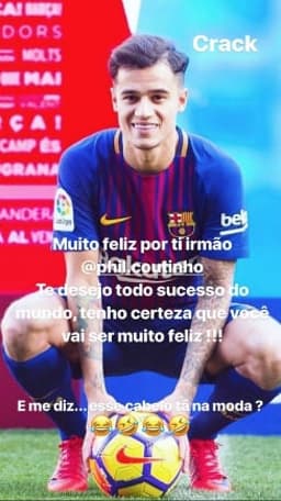 Neymar manda recado para Coutinho após apresentação no Barça