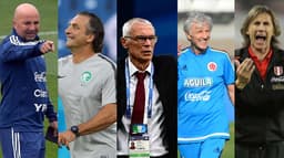 O quinteto de técnicos argentinos na Copa: Sampaoli, Pizzi, Cúper, Pekerman e Gareca