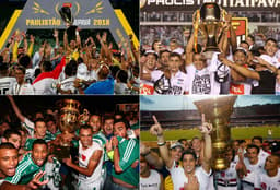 Montagem Campeonato Paulista - Corinthians 2018, Santos 2016, Palmeiras 2008 e São Paulo 2005