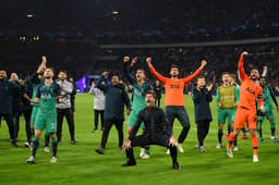 Mauricio Pocchetino comemorando com o Tottenham a vaga na final da Champions